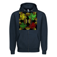 Navy african and leaf seamless pattern Zipper Hoodie - BundleAndBundleShop
