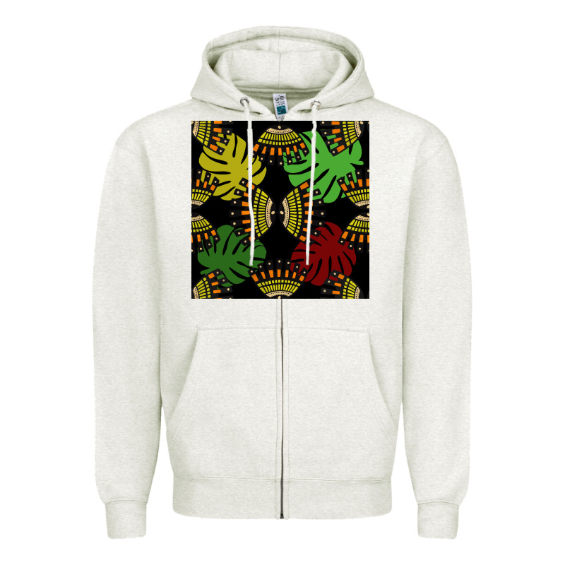 African And Leaf Seamless Pattern Zipper Hoodie by BundleAndBundleShop | Teevron