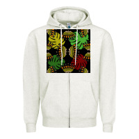 Oatmeal Heather african and leaf seamless pattern Zipper Hoodie - BundleAndBundleShop