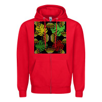 Red african and leaf seamless pattern Zipper Hoodie - BundleAndBundleShop