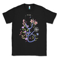 Black floral stethoscope Classic Tee - MaliasSmallBusiness