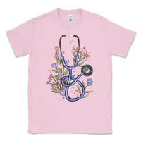 Bubblegum Pink floral stethoscope Classic Tee - MaliasSmallBusiness