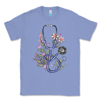 Colony Blue floral stethoscope Classic Tee - MaliasSmallBusiness