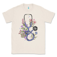 Natural floral stethoscope Classic Tee - MaliasSmallBusiness