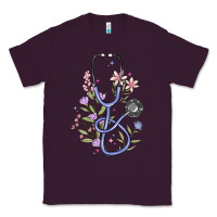 Plum floral stethoscope Classic Tee - MaliasSmallBusiness