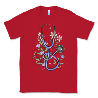 Red floral stethoscope Classic Tee - MaliasSmallBusiness