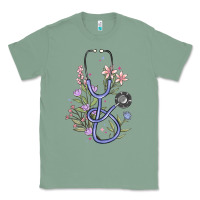 Sage floral stethoscope Classic Tee - MaliasSmallBusiness