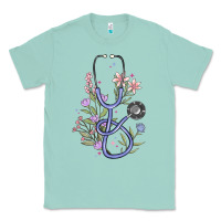 Seafoam floral stethoscope Classic Tee - MaliasSmallBusiness