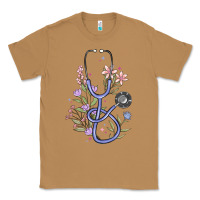 Toasted Coconut floral stethoscope Classic Tee - MaliasSmallBusiness