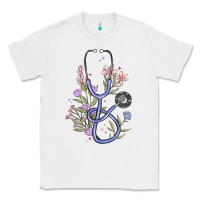 White floral stethoscope Classic Tee - MaliasSmallBusiness