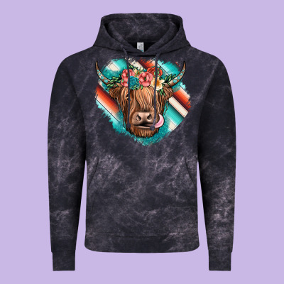 Highland Cow Serape Vintage Hoodie Designed By Jahusdesignshop