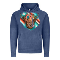 Vintage Denim highland cow serape Vintage Hoodie - JahusDesignShop