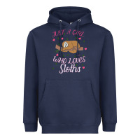 Navy Just A Girl Who Lowes Sloths Heavyweight Hoodie - Bettercallsaul