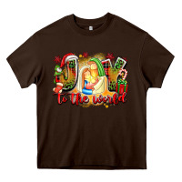 Chocolate Brown joy to the world Heavy Core Tee - texasbilliewilder