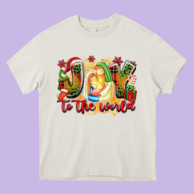 Joy To The World Heavy Core Tee Designed By Texasbilliewilder