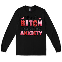 Black bad bitch with bad anxiety Long Sleeve Tee - MaliasSmallBusiness