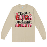 Mushroom bad bitch with bad anxiety Long Sleeve Tee - MaliasSmallBusiness
