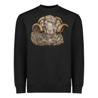 Black merino wool sheep head Heavyweight Sweatshirt - LillyAllenDesigns