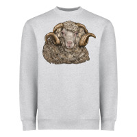 Heather Grey merino wool sheep head Heavyweight Sweatshirt - LillyAllenDesigns