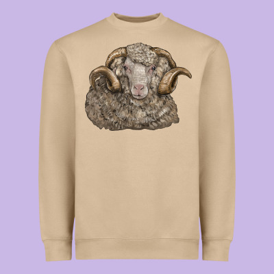 Merino Wool Sheep Head Heavyweight Sweatshirt Designed By Lillyallendesigns