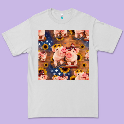 American Pigs Seamless Pattern Premium Tee Designed By Hra Design Shop