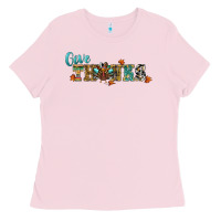 Bubblegum Pink give thanks Ladies Tee - RanaPortraitStore