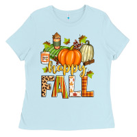 Baby Blue happy fall Ladies Tee - Zillion Design Studio