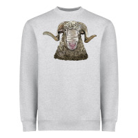 Heather Grey rambouillet sheep head Heavyweight Sweatshirt - LillyAllenDesigns
