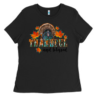 Black thankful and blessed Ladies Tee - RanaPortraitStore