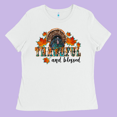 Thankful And Blessed Ladies Tee Designed By Ranaportraitstore