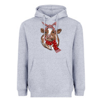 Heather Grey christmas scarf heifer Heavyweight Hoodie - RanaPortraitStore
