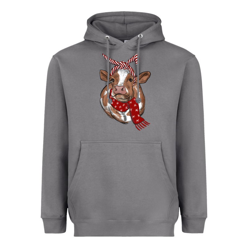 Christmas Scarf Heifer Heavyweight Hoodie by RanaPortraitStore | Teevron
