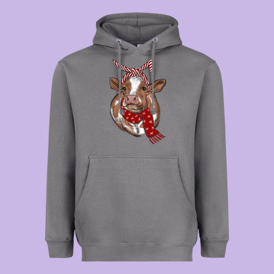 Christmas Scarf Heifer Heavyweight Hoodie Designed By Ranaportraitstore