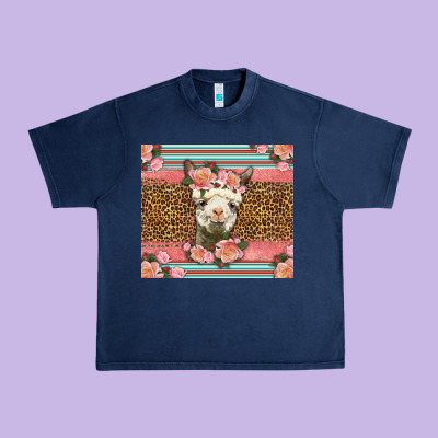 Llama And Roses Glitter Urban Heavy Tee Designed By Lillyallendesigns
