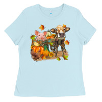 Baby Blue fall farm animals Ladies Tee - Zillion Design Studio
