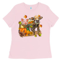 Bubblegum Pink fall farm animals Ladies Tee - Zillion Design Studio
