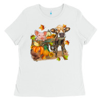 White fall farm animals Ladies Tee - Zillion Design Studio