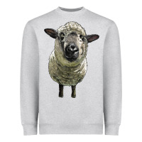 Heather Grey hampshire sheep head Heavyweight Sweatshirt - LillyAllenDesigns