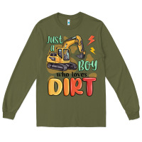 Army Green just a boy who loves dirt Long Sleeve Tee - MaliasSmallBusiness