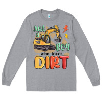 Heather Grey just a boy who loves dirt Long Sleeve Tee - MaliasSmallBusiness