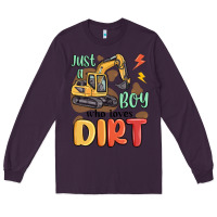 Plum just a boy who loves dirt Long Sleeve Tee - MaliasSmallBusiness
