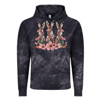 Cloud Black rabbits with blossom flower Vintage Hoodie - Artiststas