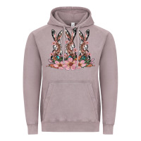 Vintage Zinc rabbits with blossom flower Vintage Hoodie - Artiststas