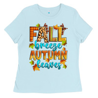 Baby Blue fall breeze autumn leaves Ladies Tee - Zillion Design Studio