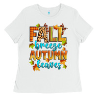 White fall breeze autumn leaves Ladies Tee - Zillion Design Studio