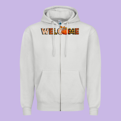 Welcome Pumpkin Zipper Hoodie Designed By Bundleandbundleshop