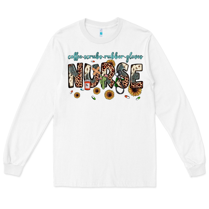 Nurse Coffee Scrubs Rubber Gloves Long Sleeve Tee by JahusDesignShop | Teevron