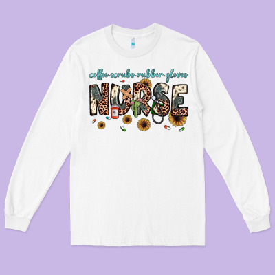 Nurse Coffee Scrubs Rubber Gloves Long Sleeve Tee Designed By Jahusdesignshop