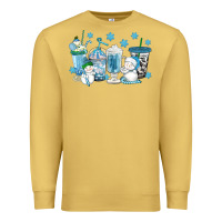 Antique Gold winter snowman coffee cups Premium Sweatshirt - texasbilliewilder