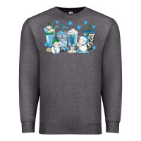 Charcoal Heather winter snowman coffee cups Premium Sweatshirt - texasbilliewilder